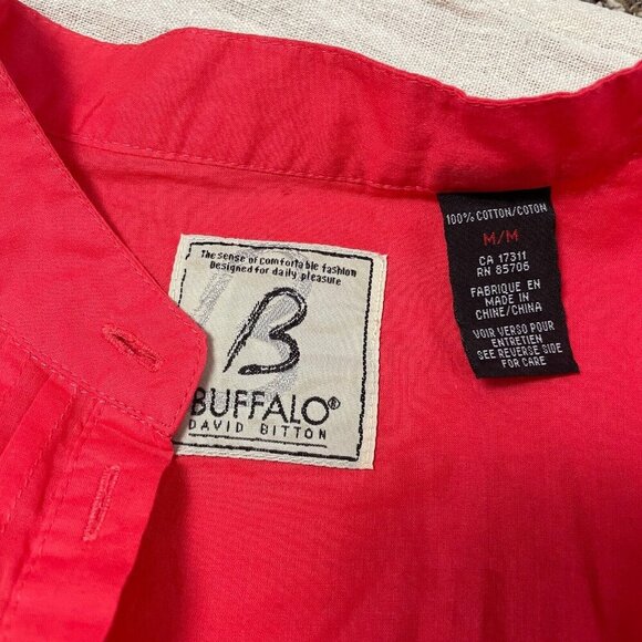 Buffalo David Bitton Pintuck Peasant Tunic Blouse Women M Red Bishop Boho Dainty - Picture 7 of 11